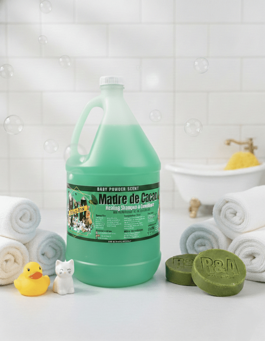 1 Gallon Madre de Cacao Shampoo with 2 Healing Round Soap - R&A Pick a Paw