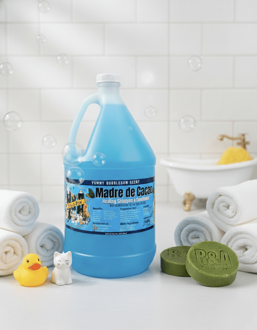 1 Gallon Madre de Cacao Shampoo with 2 Healing Round Soap - R&A Pick a Paw