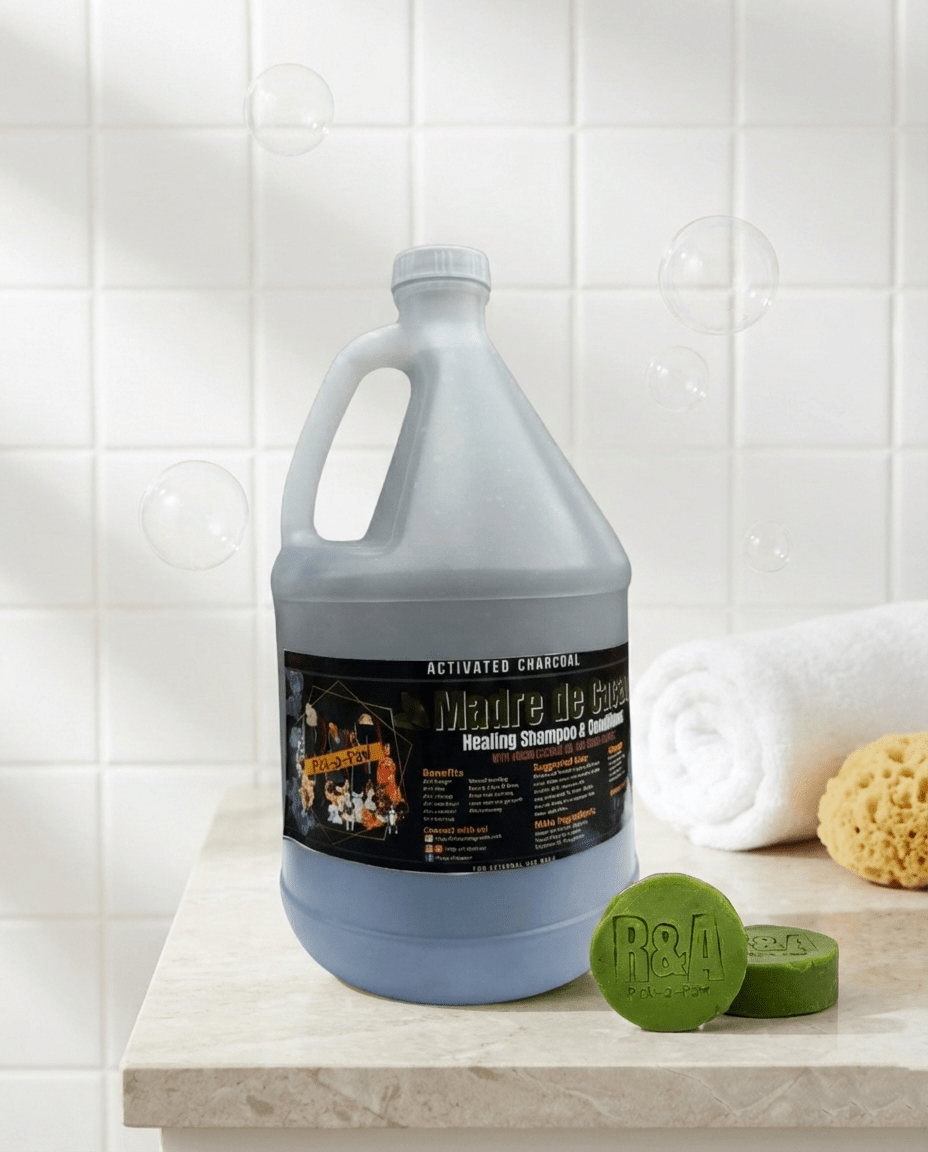 1 Gallon Madre de Cacao Shampoo with 2 Healing Round Soap - R&A Pick a Paw